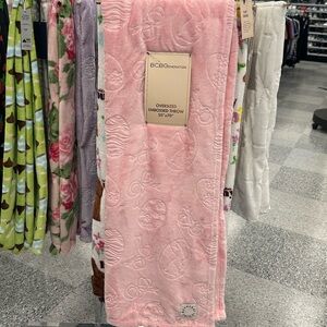 Pink Easter Egg & Bows Embossed Plush Throw Blanket